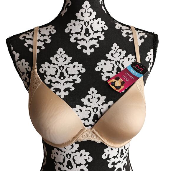 MaidenForm Push-Up Nude Bra With Lace Detail - 36B - Picture 1 of 10